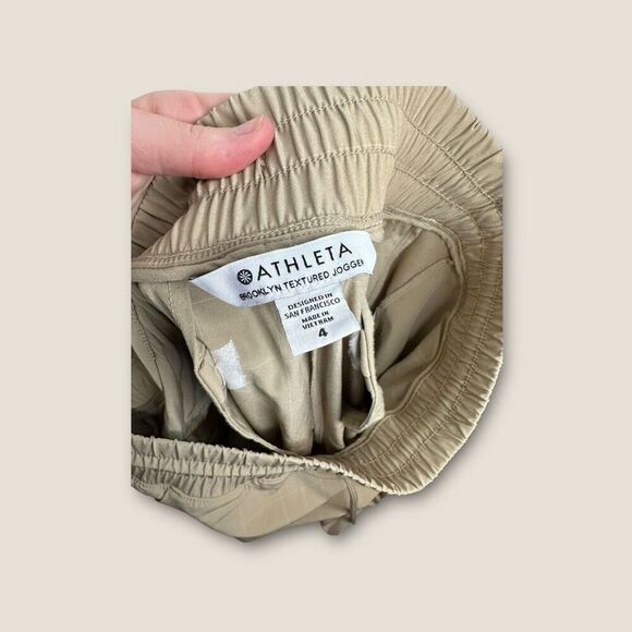 Athleta Brooklyn Textured Jogger Windowpane Taupe Size 4 - Picture 7 of 8